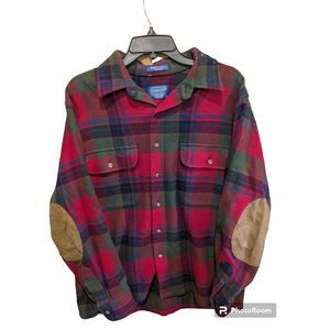 Vintage Pendleton Men's Flannel Shirt  Large Shacket  wool made USA MOTH‎ HOLES
